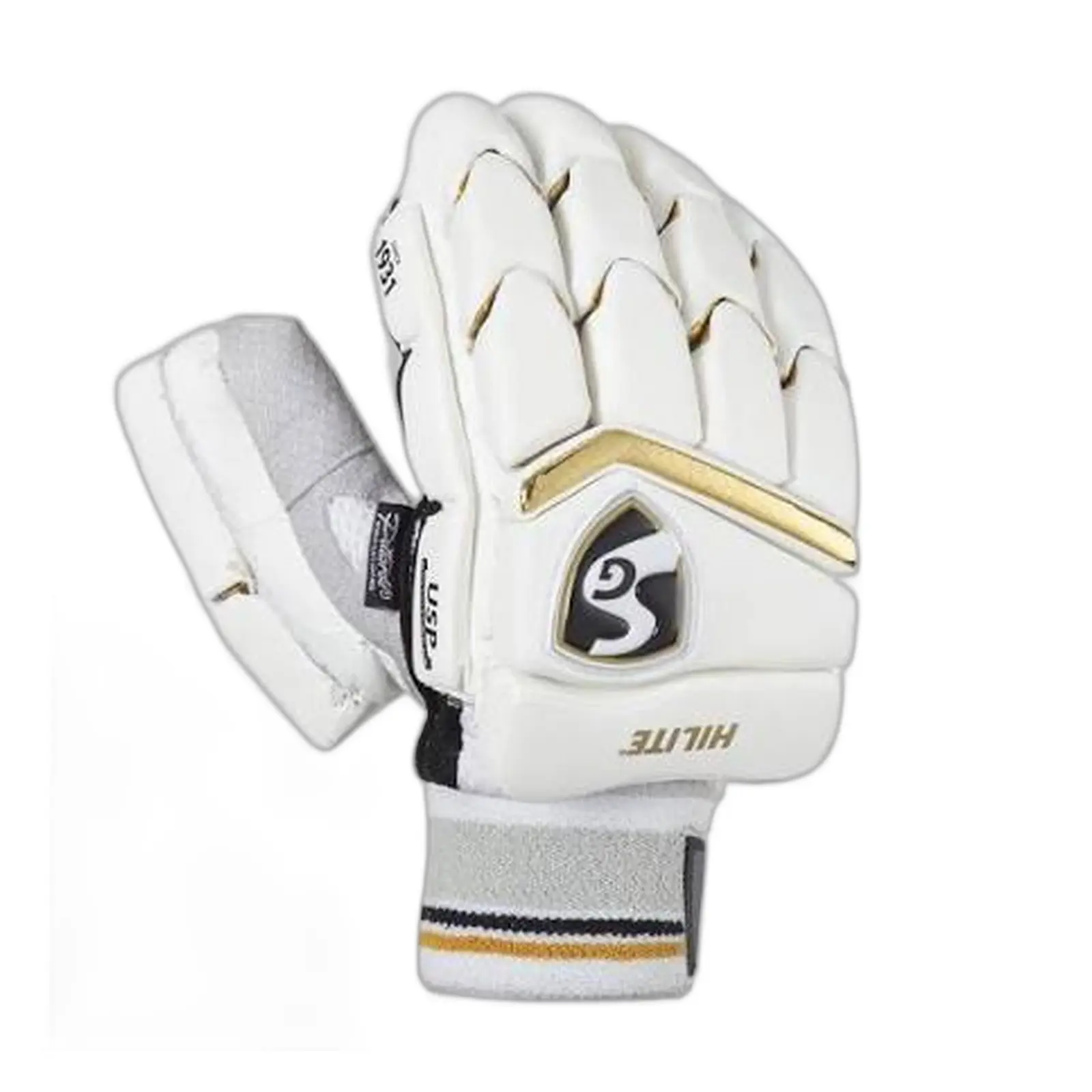 SG Hilite batting gloves white and gold